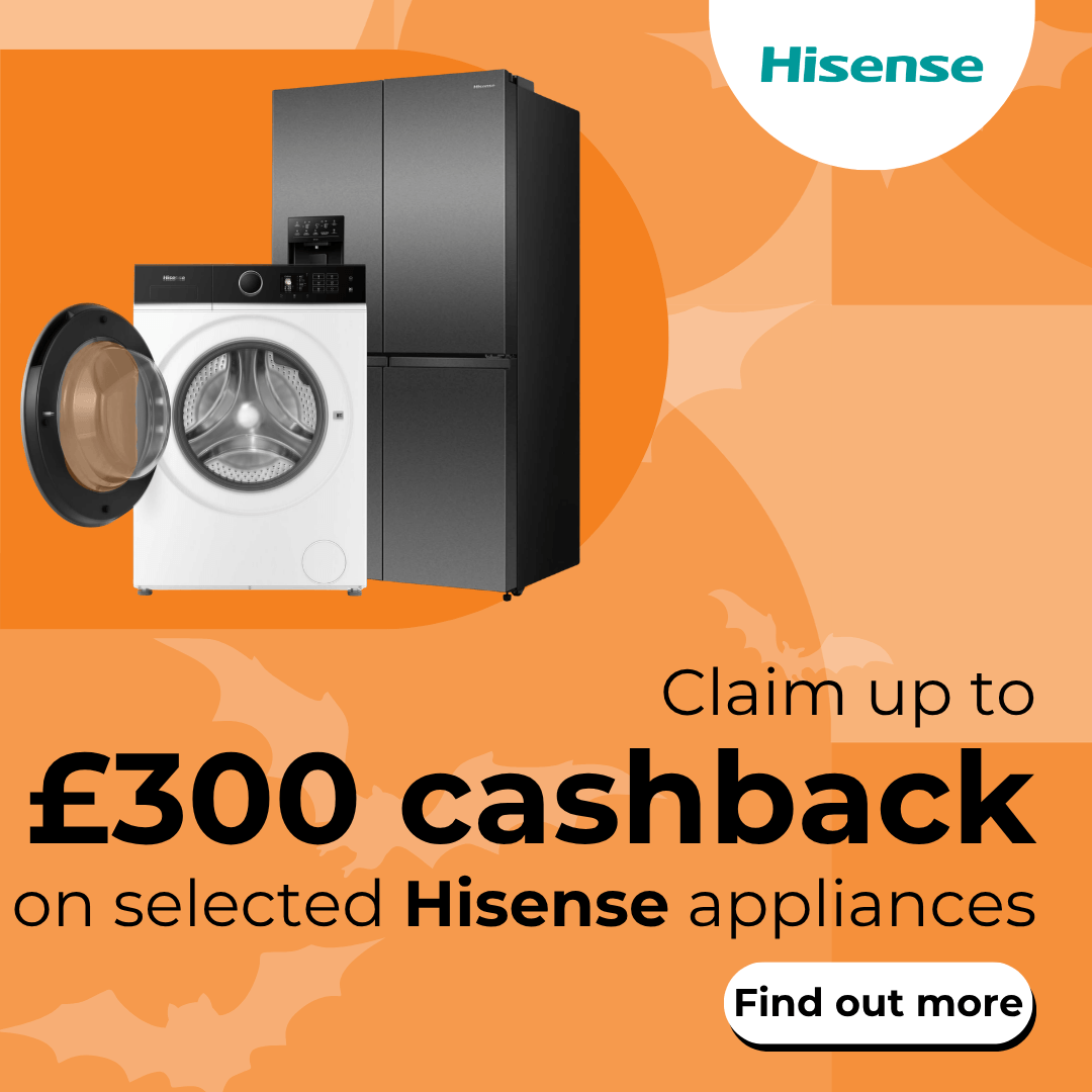 Claim up to £300 cashback on selected Hisense appliances